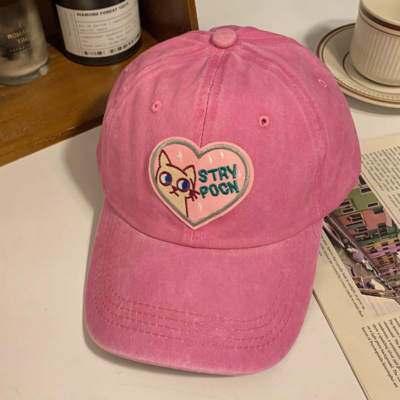 Women's Casual Embroidered Cat Cap Bowlift