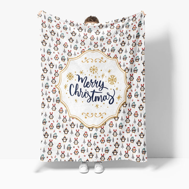 Festive Holiday-Themed Fleece Throw Blanket
