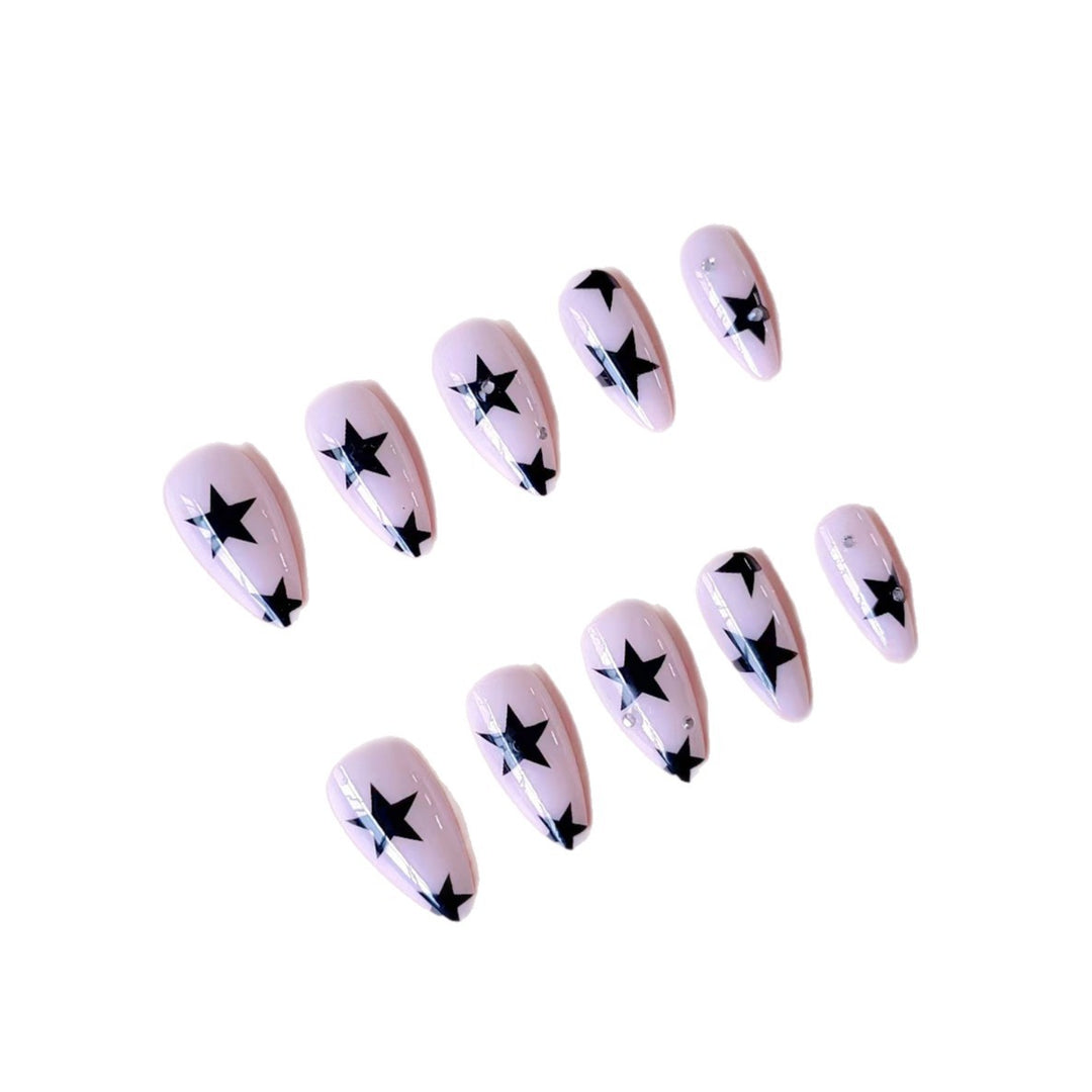 Star-Embellished Stiletto Nail Art Extensions Bowlift