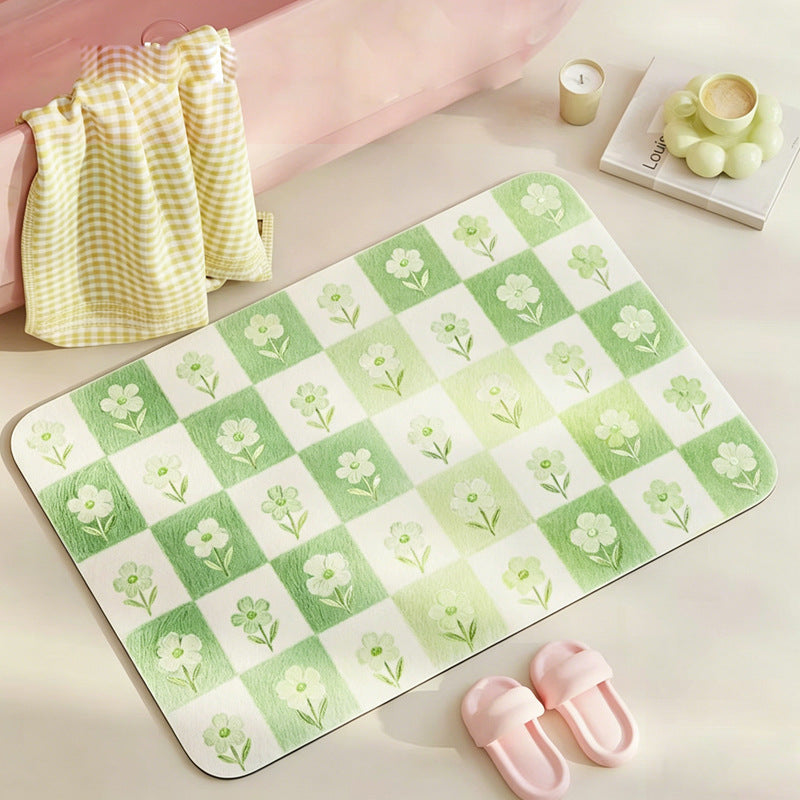 Floral Print Bath Mat Bowlift