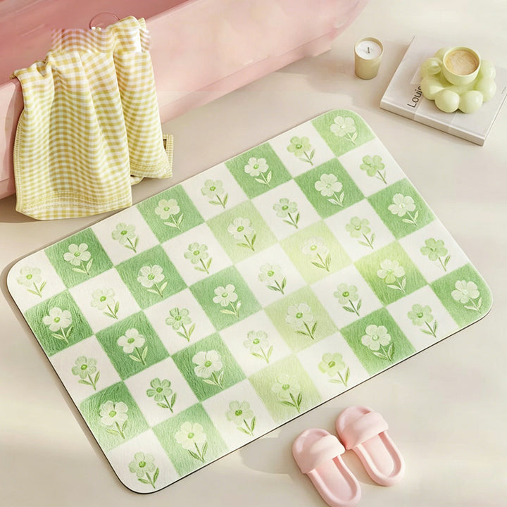 Floral Print Bath Mat Bowlift
