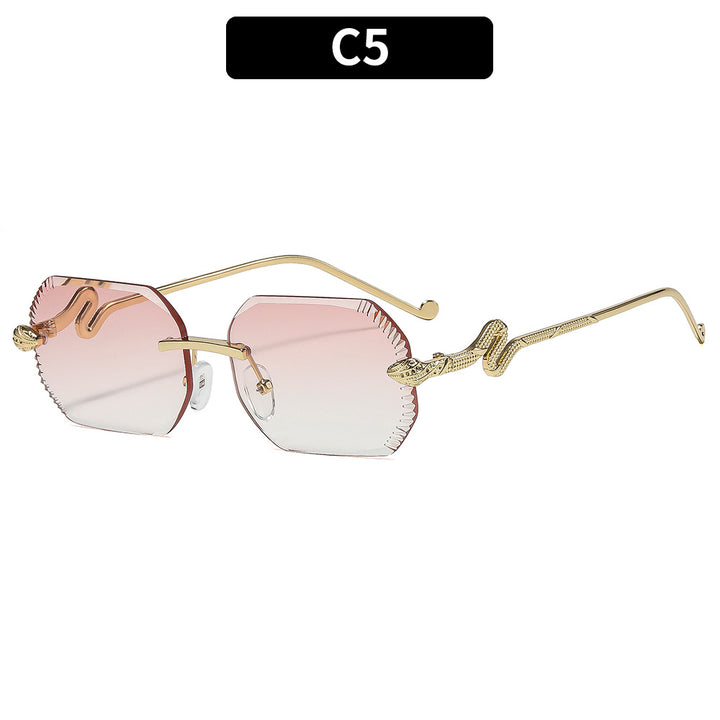 Artistic Snake-Detail Geometric Sunglasses