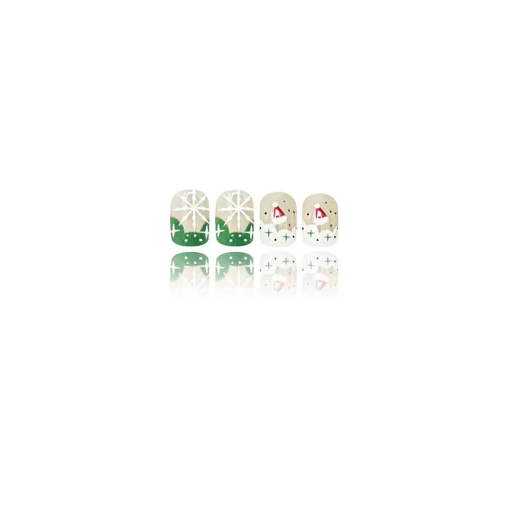 Artificial nail set with Christmas motifs and glitter accents Bowlift