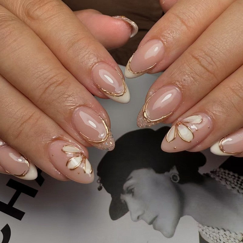 Elegant Floral Bow Press-On Nail Tips Bowlift