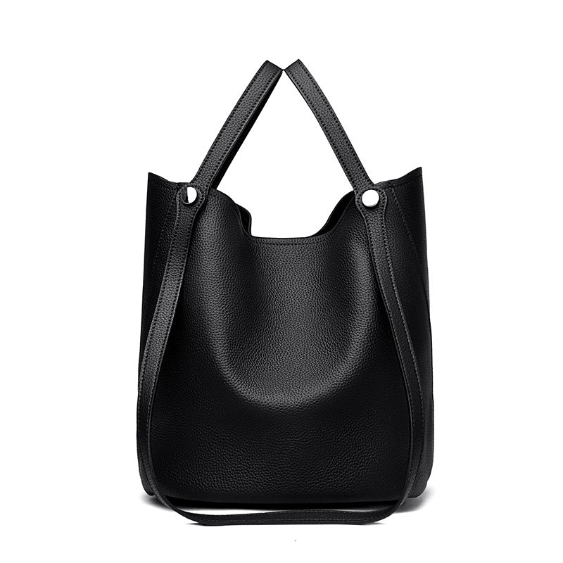Casual Leather Bucket Bag Bowlift