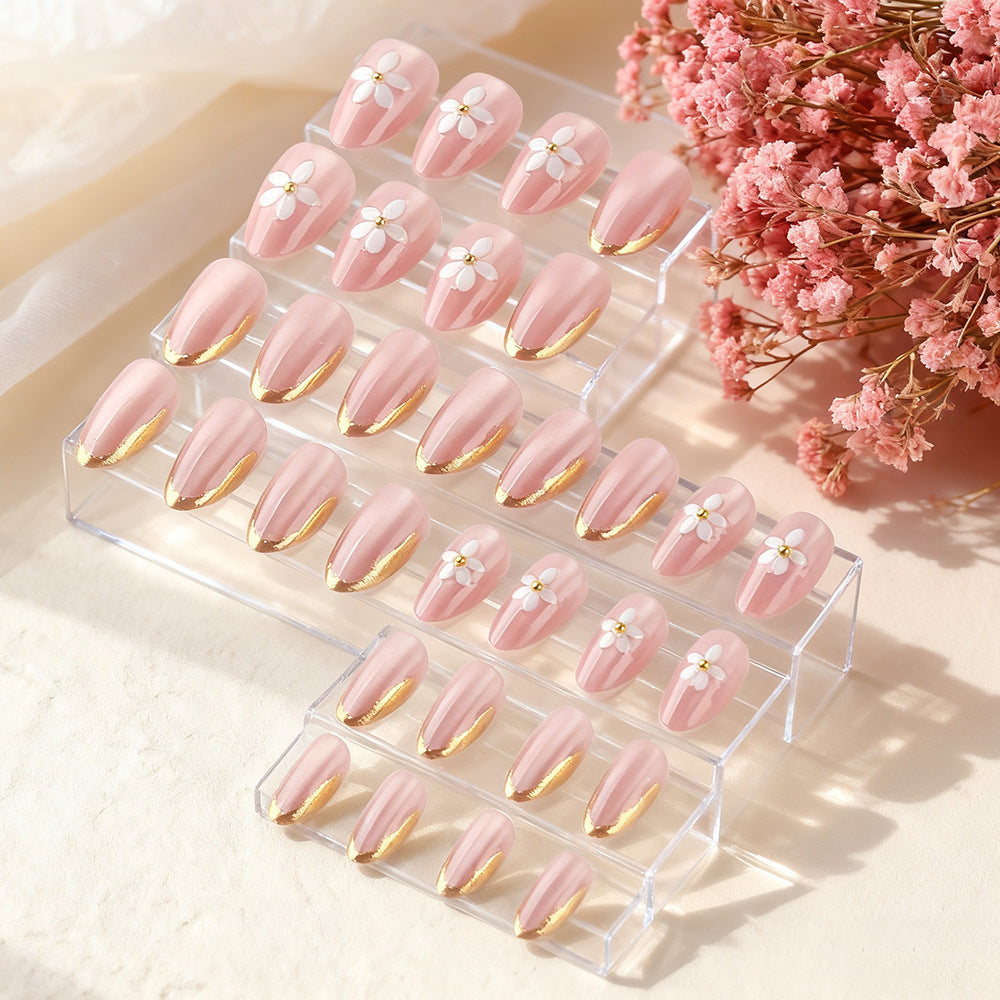 Floral Embellished Gel Nail Art Bowlift