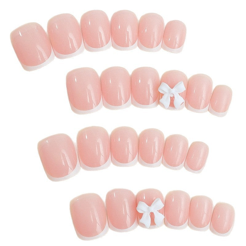 Elegant French Tip Press-On Nails Bowlift