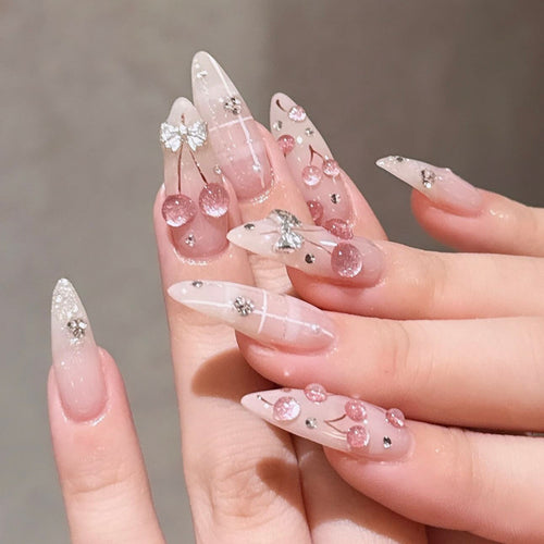 Designer Artificial Nails with sparkling embellishments Bowlift