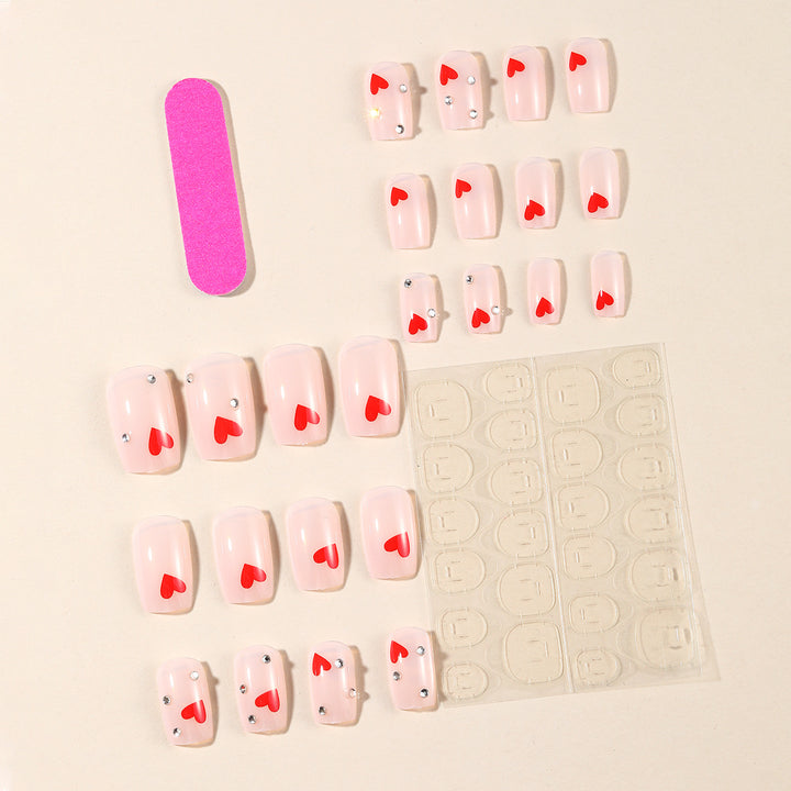 Heart-Accent Decorative Nail Art Extensions Bowlift