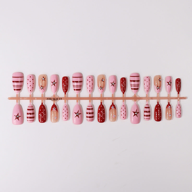 Decorative Star Design Press-On Nail Set Bowlift