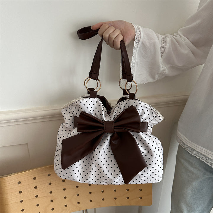 WoCharming Polka Dot Bow Tote Bag Bowlift