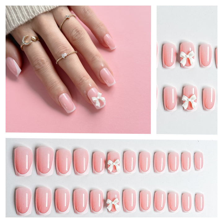 Acrylic Nail Set with Bow Design Bowlift