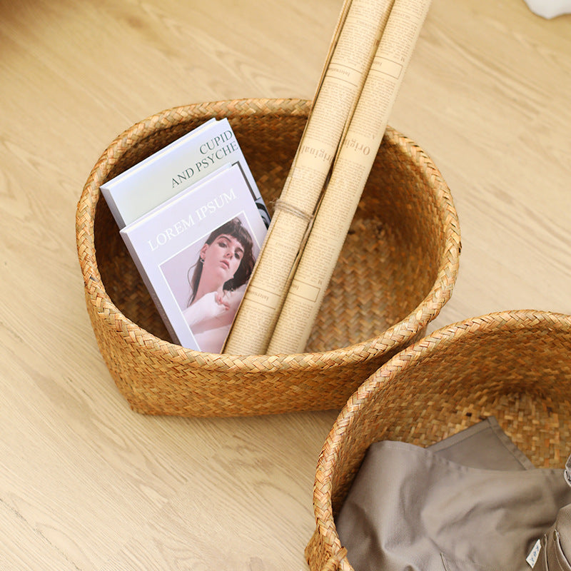 Unisex Natural Fiber Storage Basket with Wide Rim Bowlift