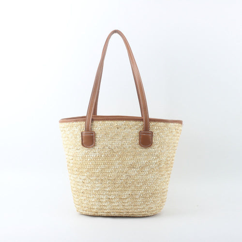 Braided basket bag with elegant leather handles Bowlift