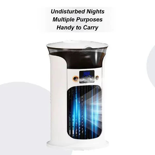 Unisex one size compact cylindrical digital personal cooling fan with programmable LED display and multi-speed settings Bowlift