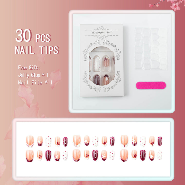 Artificial nail set with elegant star design and creative patterns Bowlift