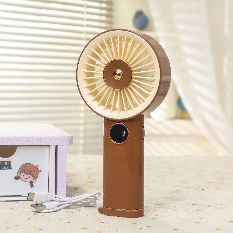 Cooling handheld rechargeable mini fan with touch speed display and detachable desktop stand Bowlift