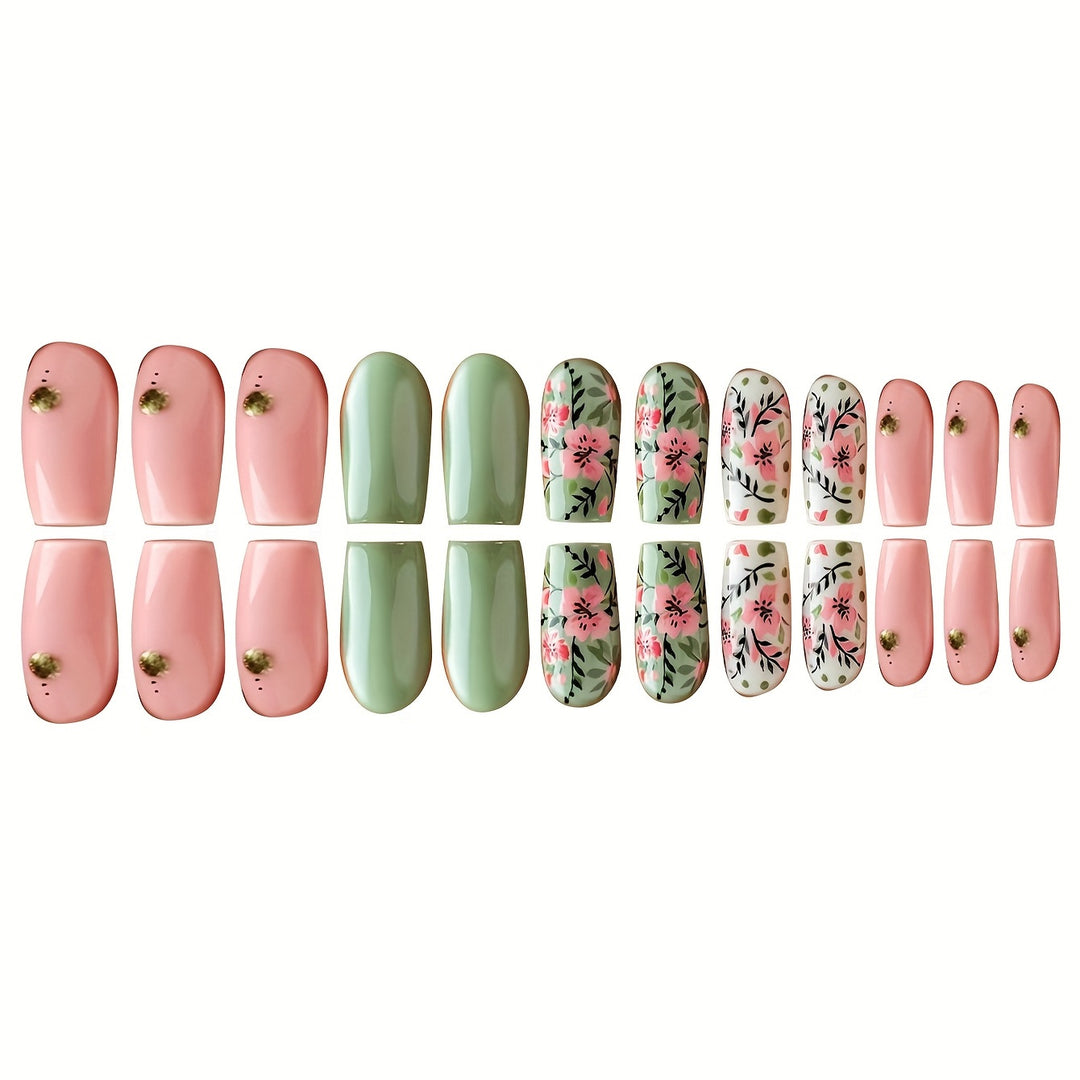Botanical Floral Press-On Nail Art Bowlift
