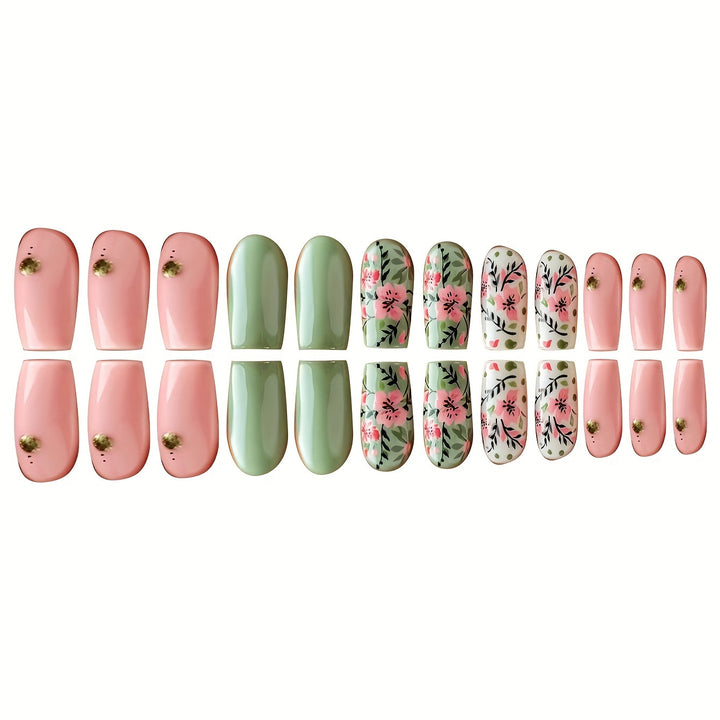Botanical Floral Press-On Nail Art Bowlift