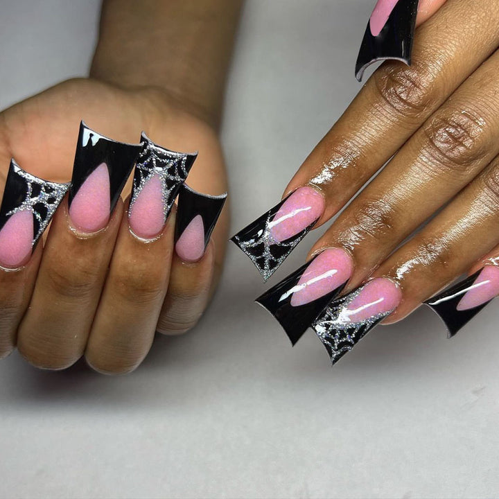 Gothic-Inspired 3D Acrylic Nail Art Extensions Bowlift