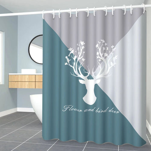 Artistic Deer-Themed Shower Curtain Bowlift