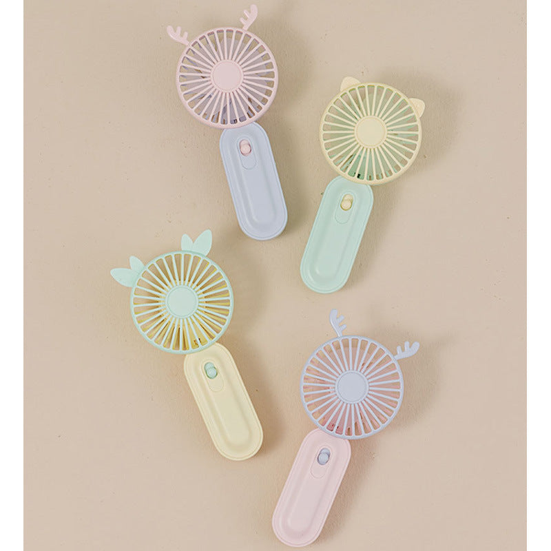Women Portable Handheld Fan with Animal Ears Bowlift