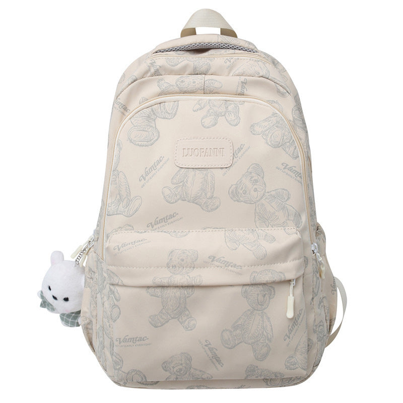 Backpack Made of Durable Nylon with Cute Bear Pattern Bowlift