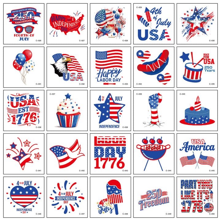 Unisex nan patriotic Party Sticker Collection with USA motifs on matte vinyl Bowlift