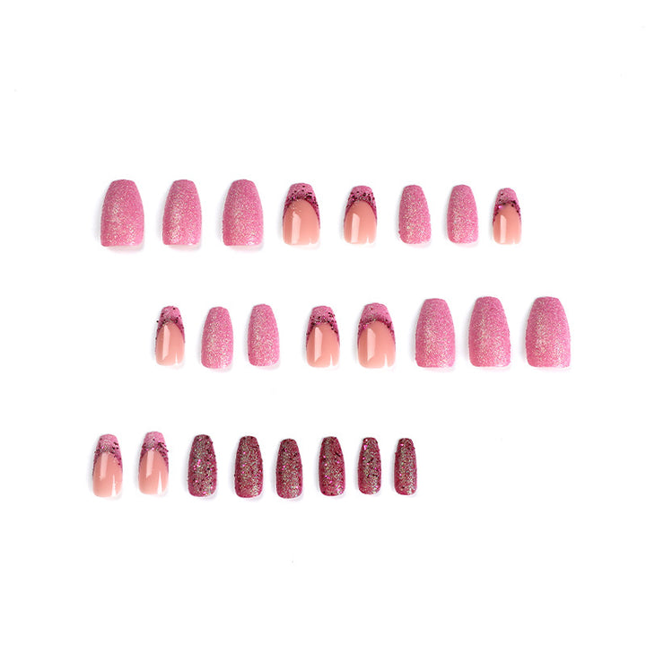 Artful Nail Extensions with Glittering Accents Bowlift