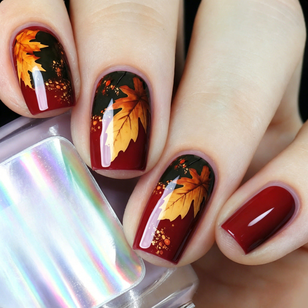 Artificial nails with autumn leaf design Bowlift