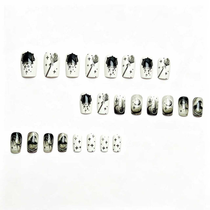 Creative acrylic nails with witch motifs Bowlift