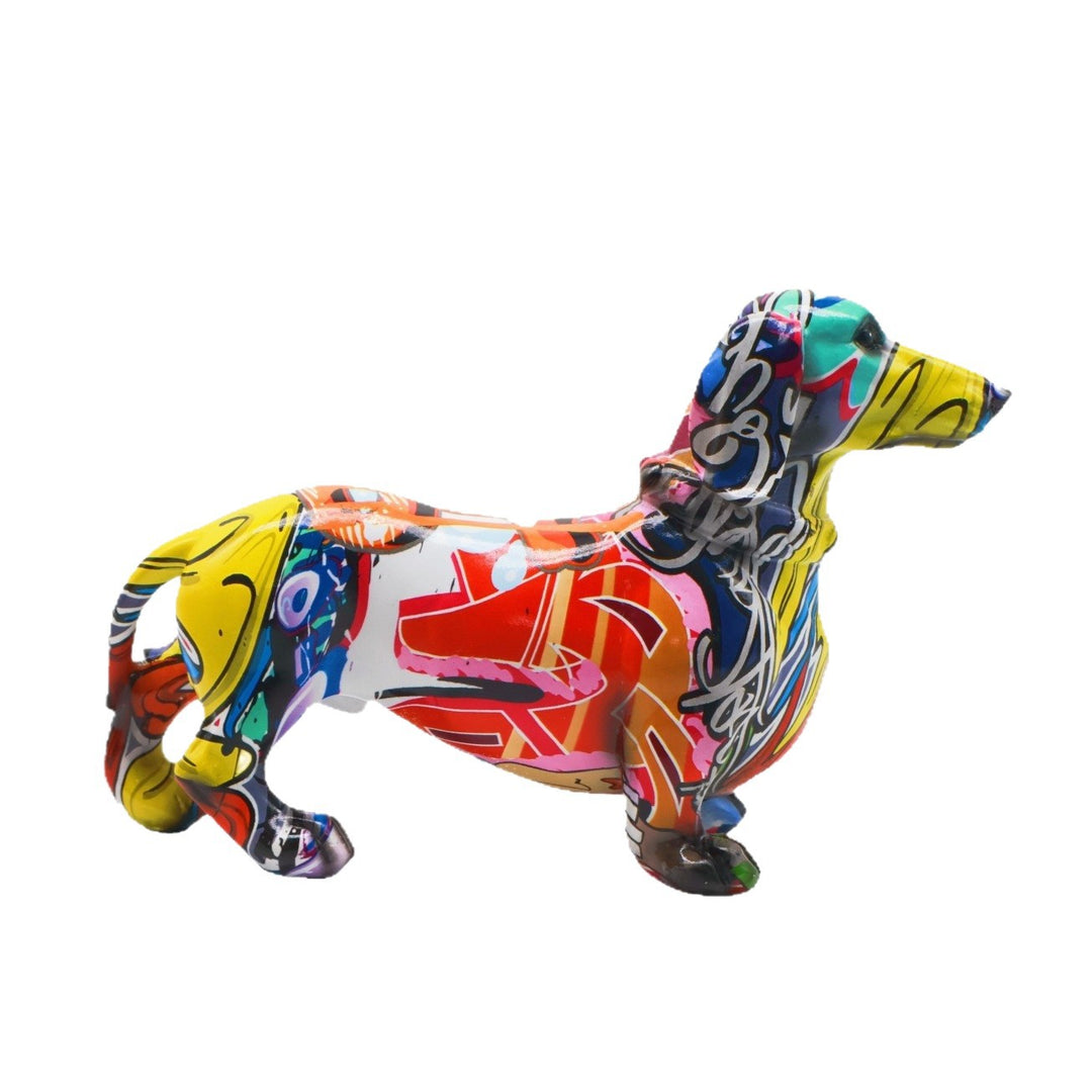 Colorful decoration figure of a dachshund in graffiti style Bowlift
