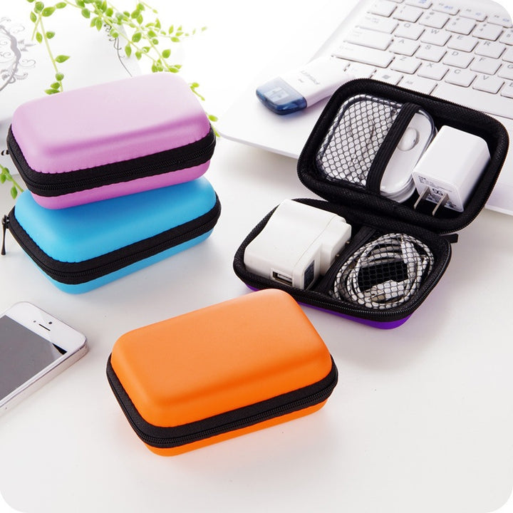 Compact Hard Shell Zippered Electronics Accessory Case Bowlift