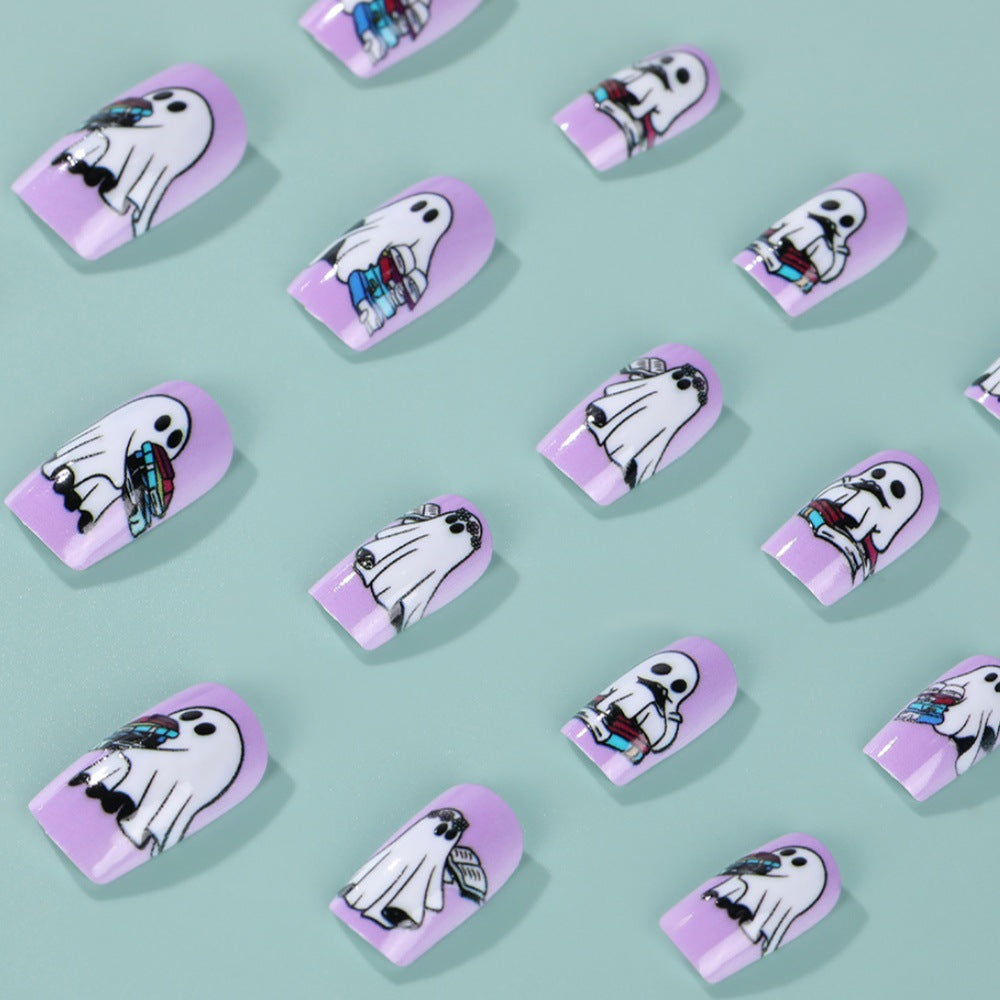 Artificial nails with playful ghost design Bowlift