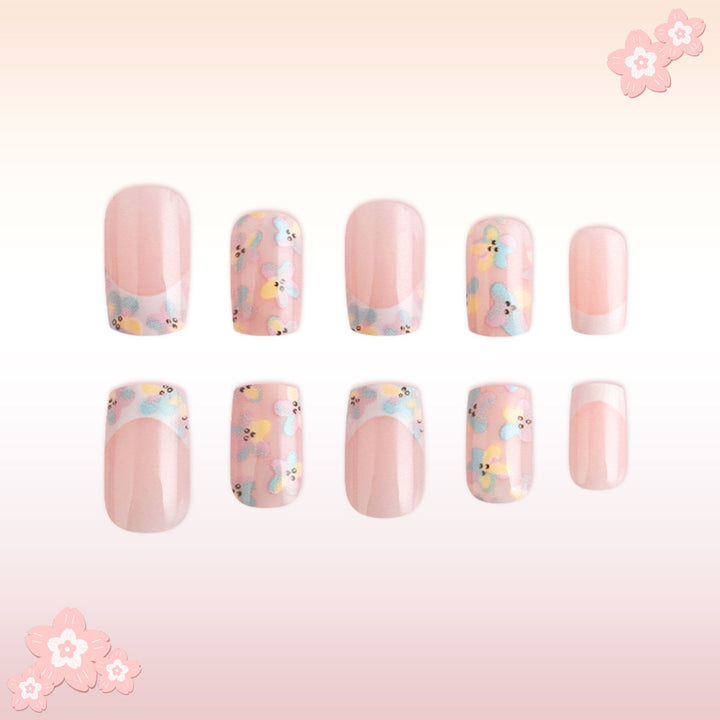 Floral Design Press-On Nails Bowlift