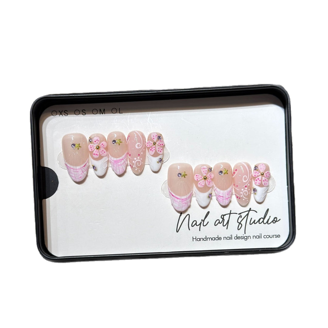 Handmade Floral Press-On Nail Set Bowlift 1788224057