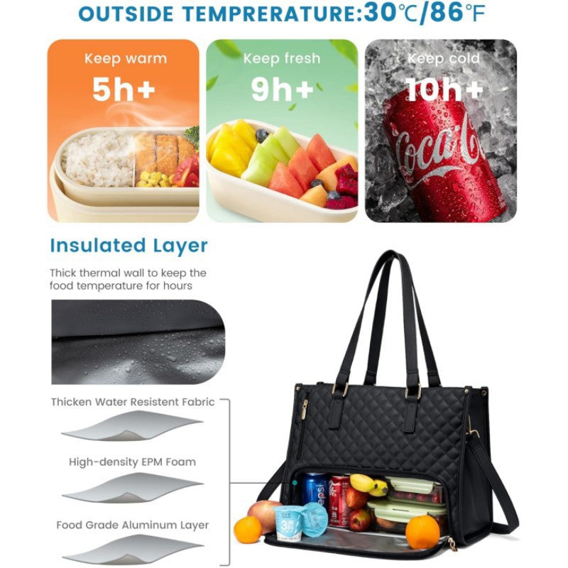 Quilted Multi-Pocket Insulated Lunch Tote Bowlift
