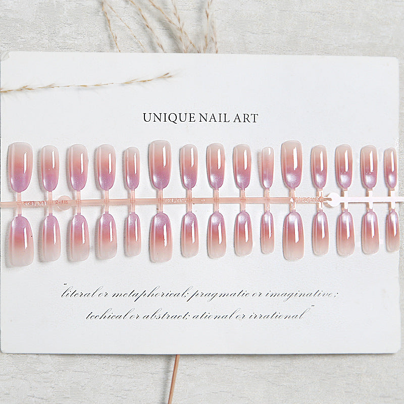 Artificial nail set with elegant ombre design and glossy finish Bowlift
