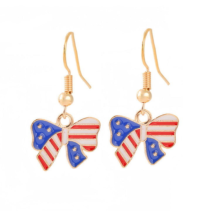 Women's nan patriotic horseshoe enamel dangle earrings with star-accented design and fishhook findings Bowlift