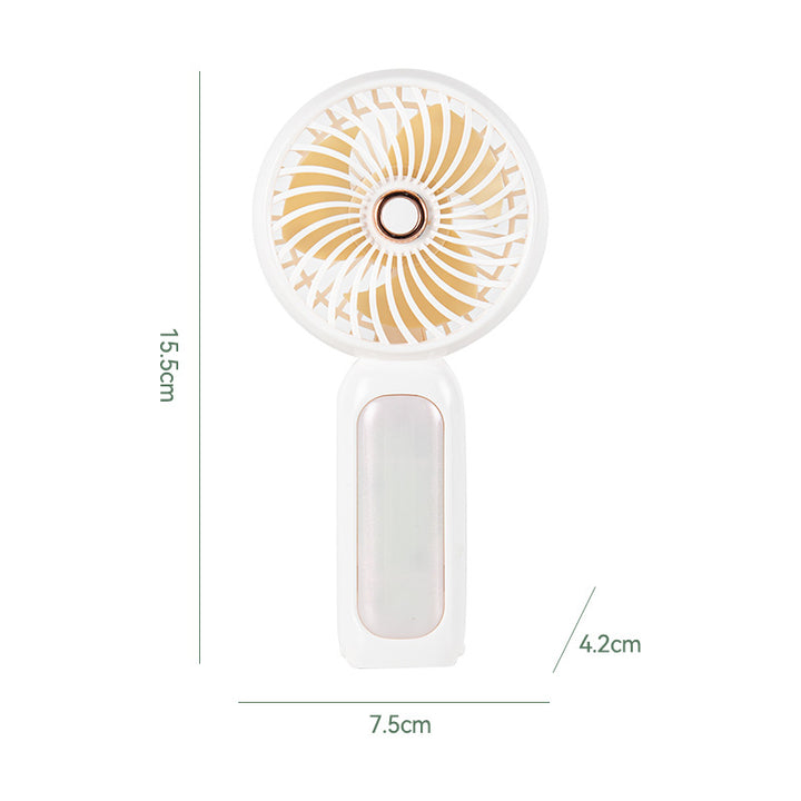 Women Portable Mini Hand Fan with LED Light Bowlift