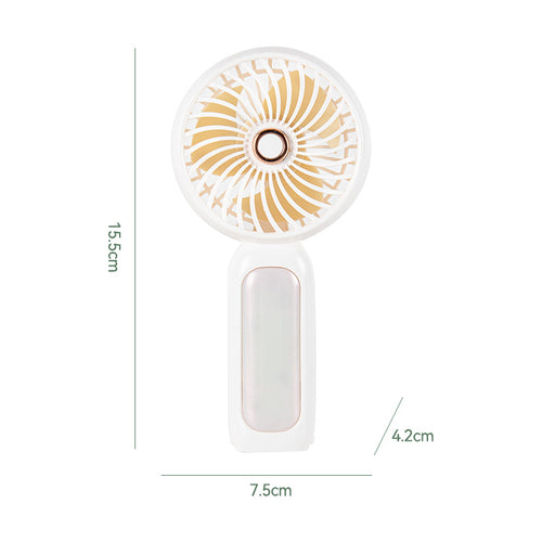 Women Portable Mini Hand Fan with LED Light Bowlift