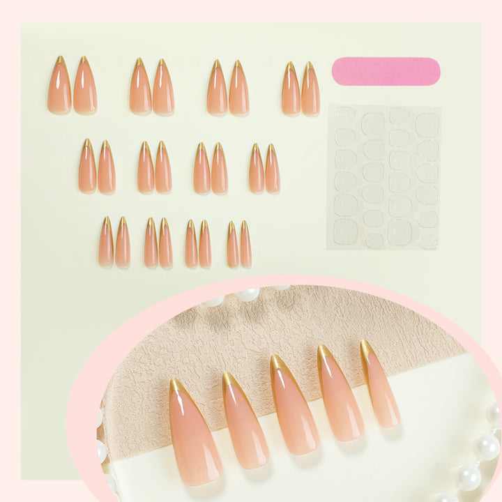 Elegant Long-Shape Press-On Glossy Nail Set Bowlift