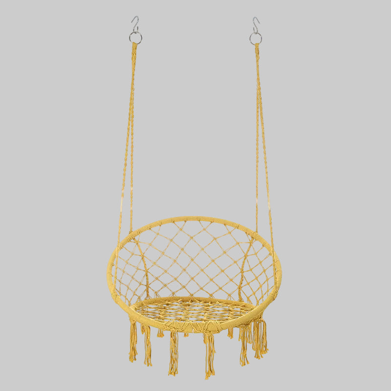 Macrame hanging swing chair boho woven fringe indoor outdoor hammock seat Bowlift