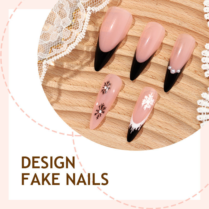 Artificial nail set with stylish winter design Bowlift