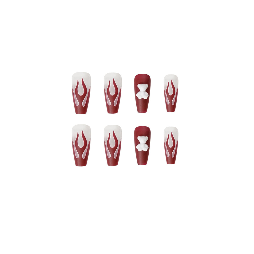 Artful stiletto nails with fiery flame design Bowlift