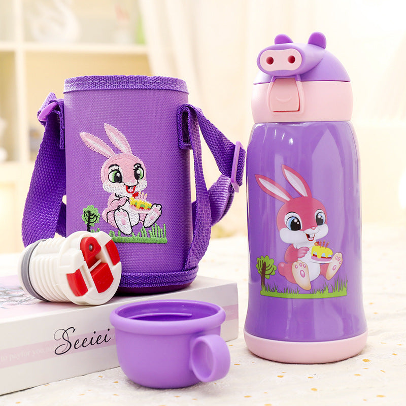 Women's Insulated Water Bottle with Playful Bunny Design Bowlift