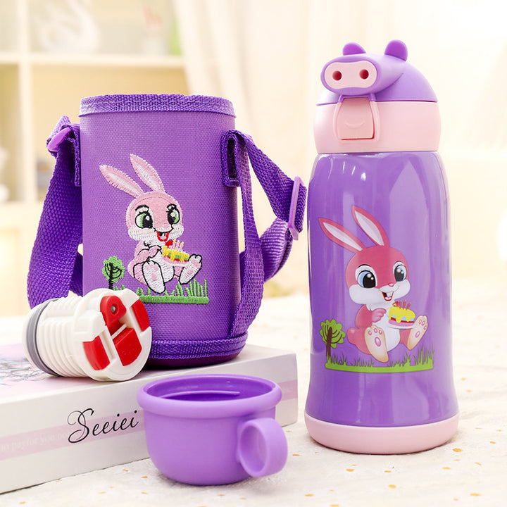 Women's Insulated Water Bottle with Playful Bunny Design Bowlift