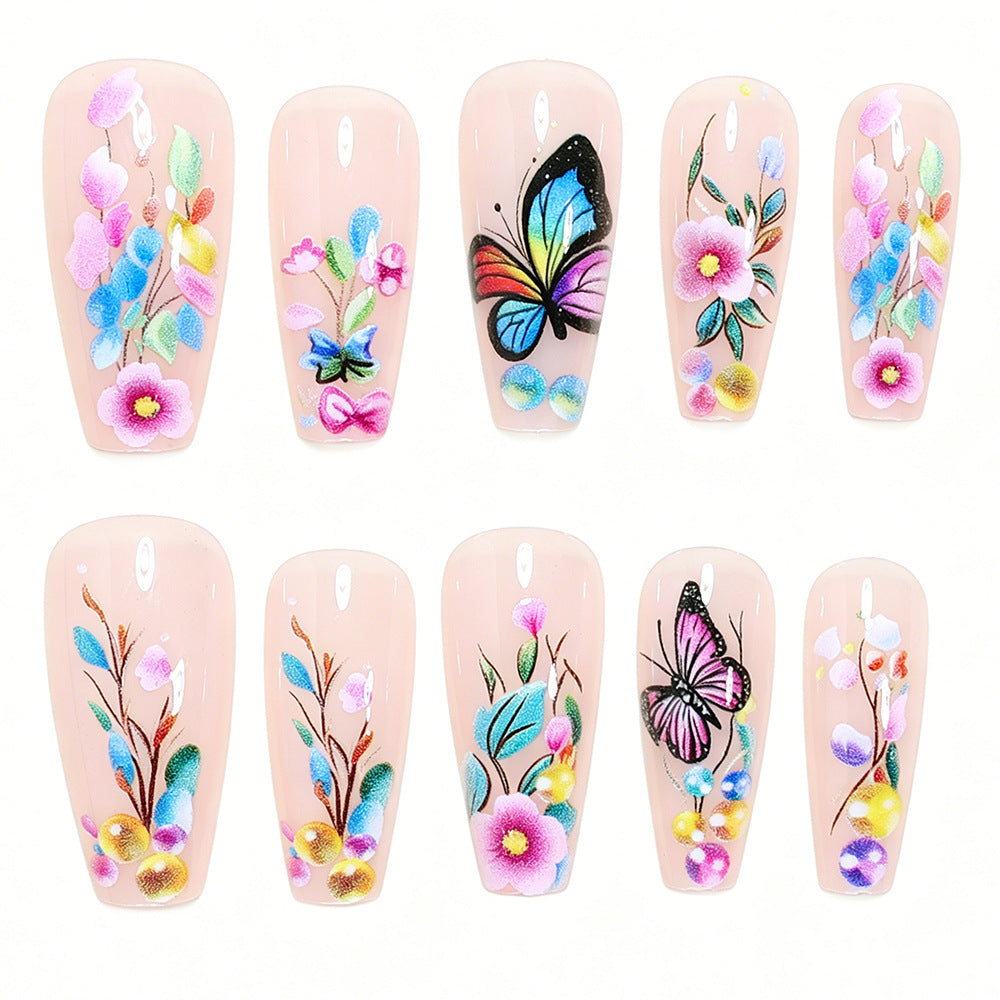 Artistic Butterfly Design Press-On Nail Set Bowlift