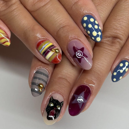 Artificial nails with creative patterns and unique details Bowlift