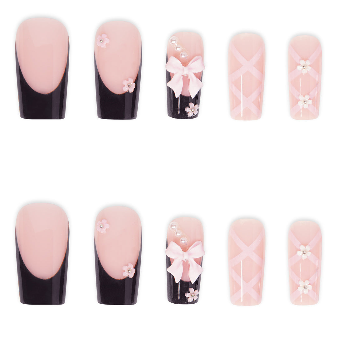 Decorative 3D Floral Press-On Nails Bowlift